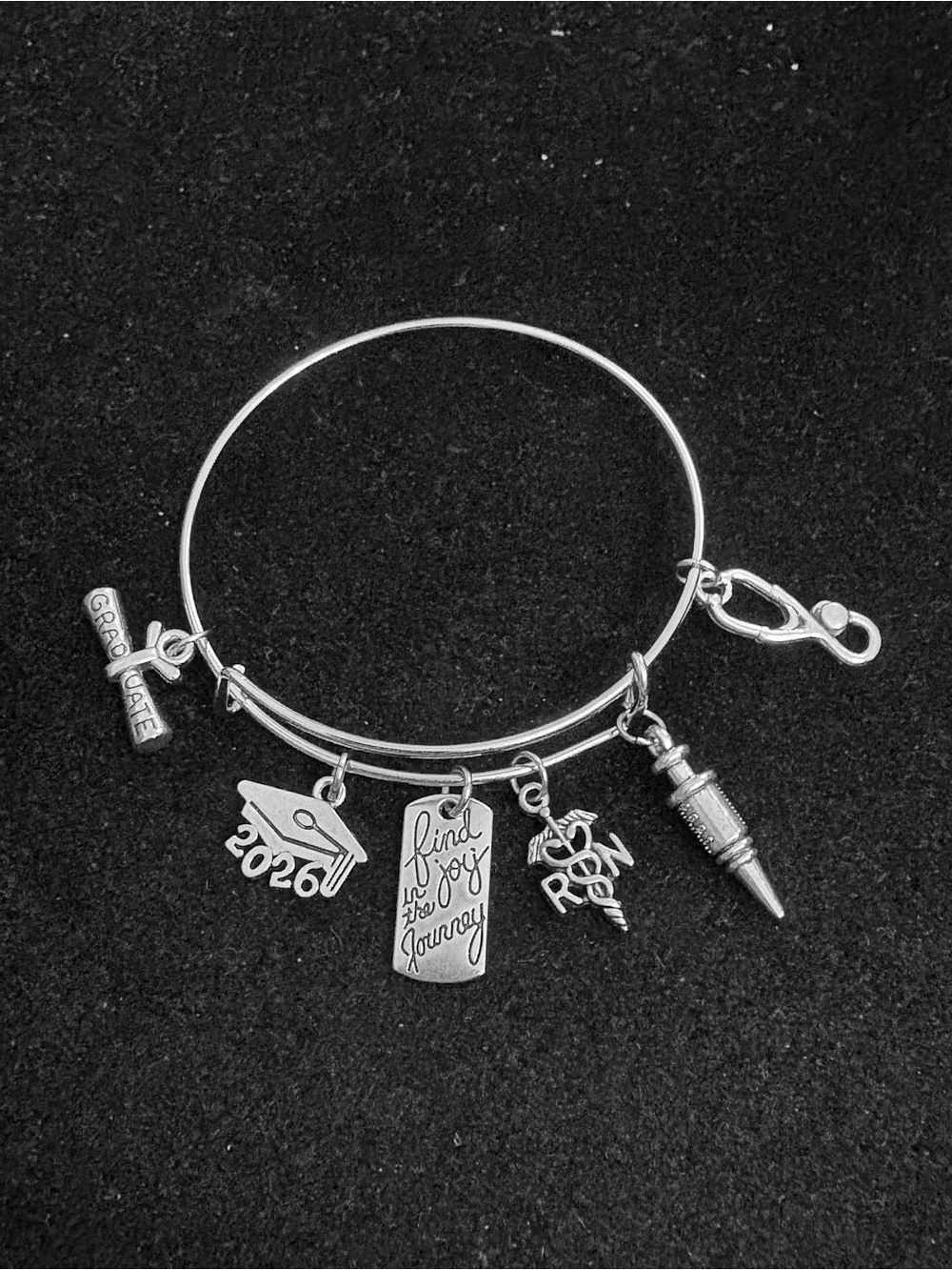 RN/Nursing Graduation Themed Charm Bangle Bracelet 2026